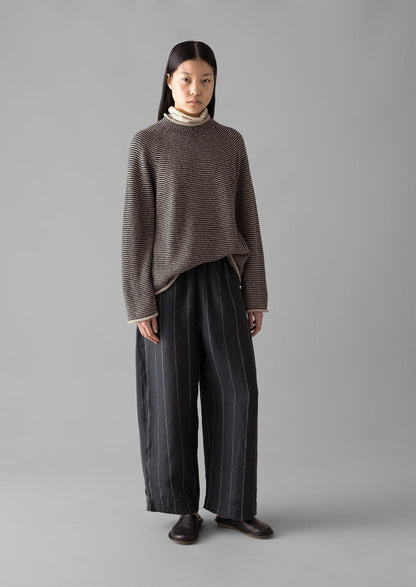 Maglione a righe in lino e cotone | Blu navy/stucco