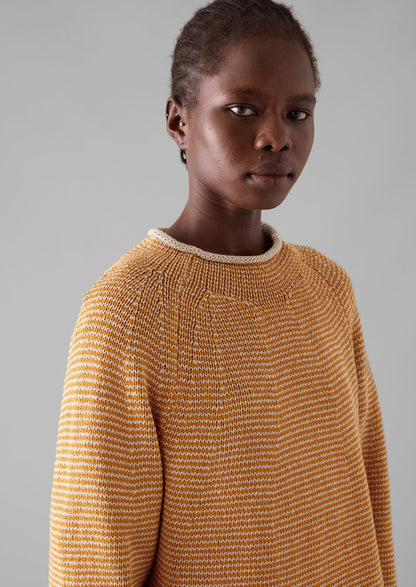 Maglione a righe in lino e cotone | Spice/Putty