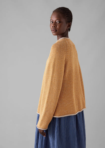 Maglione a righe in lino e cotone | Spice/Putty