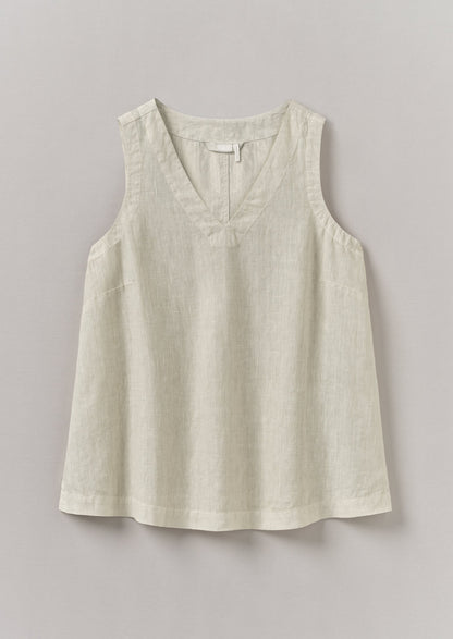 Canotta con scollo a V in lino tinto in capo | Avena