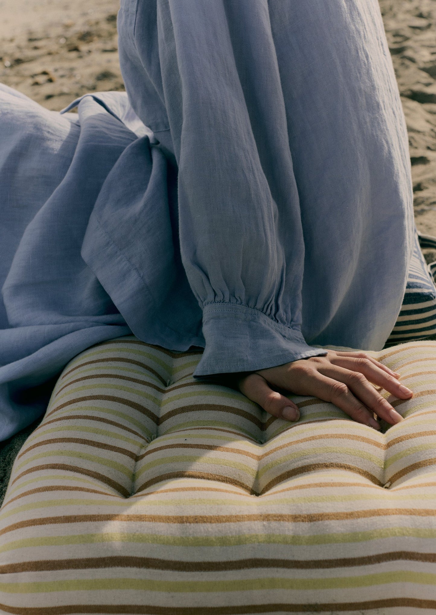 Camicia oversize in lino tinto in capo | Blu uovo