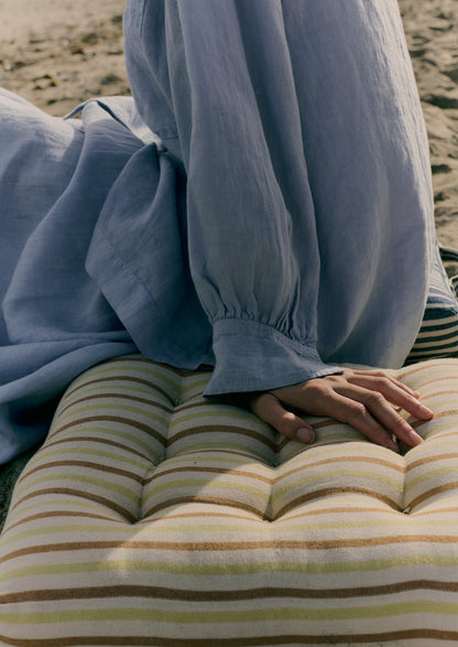 Camicia oversize in lino tinto in capo | Blu uovo