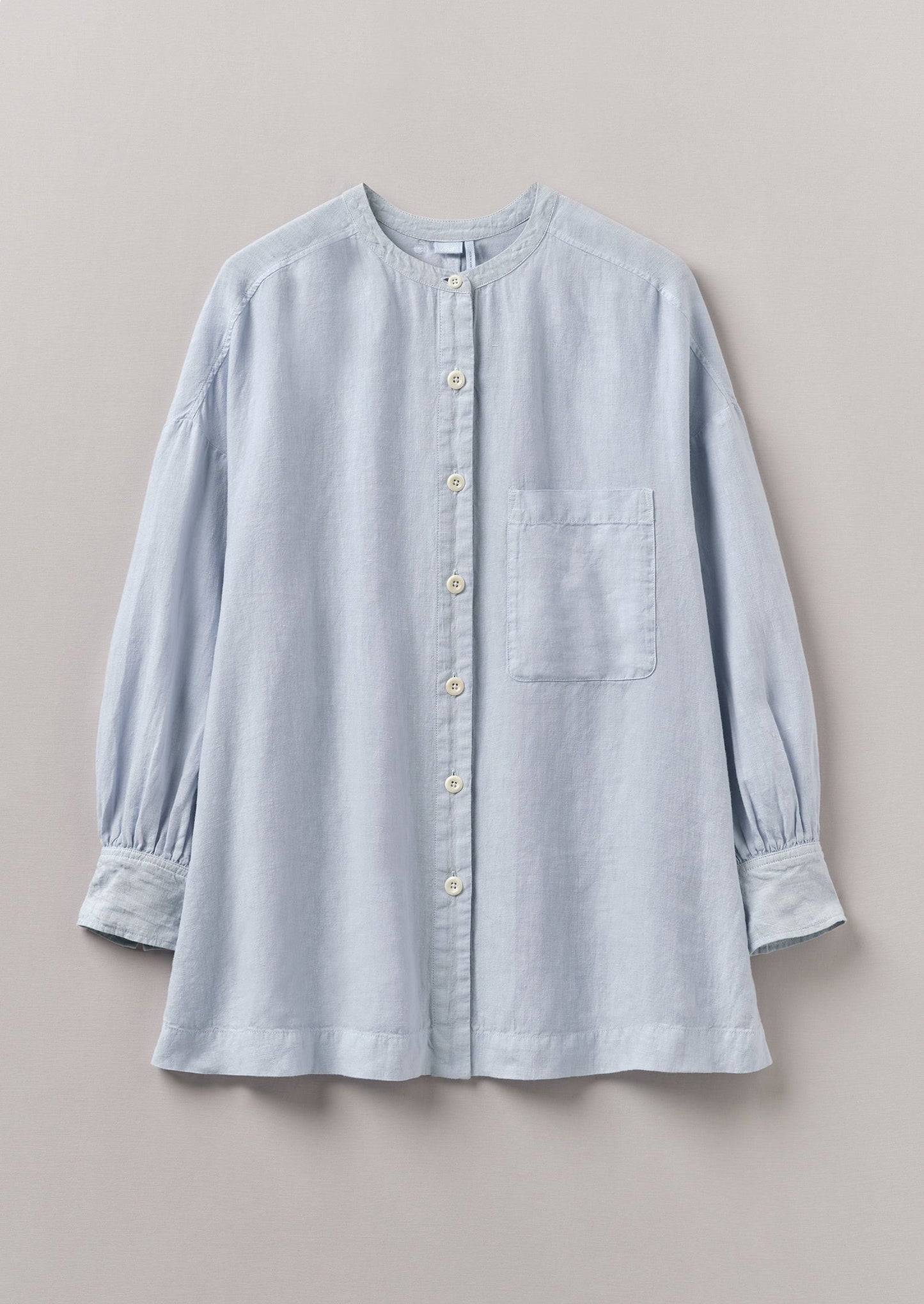 Camicia oversize in lino tinto in capo | Blu uovo