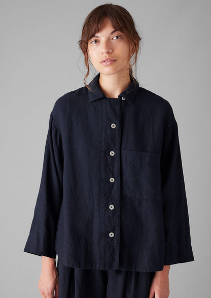 Camicia in lino tinto in capo | Mezzanotte