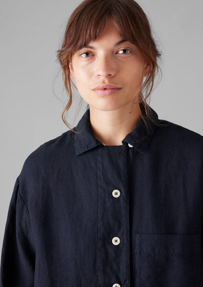 Camicia in lino tinto in capo | Mezzanotte