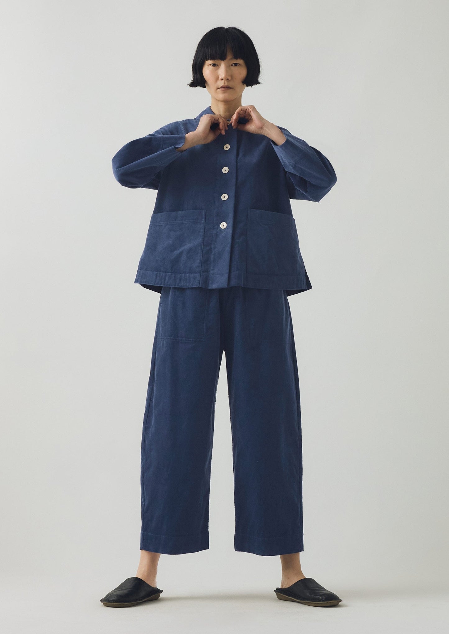 Camicia in velluto a coste biologico | Blu denim