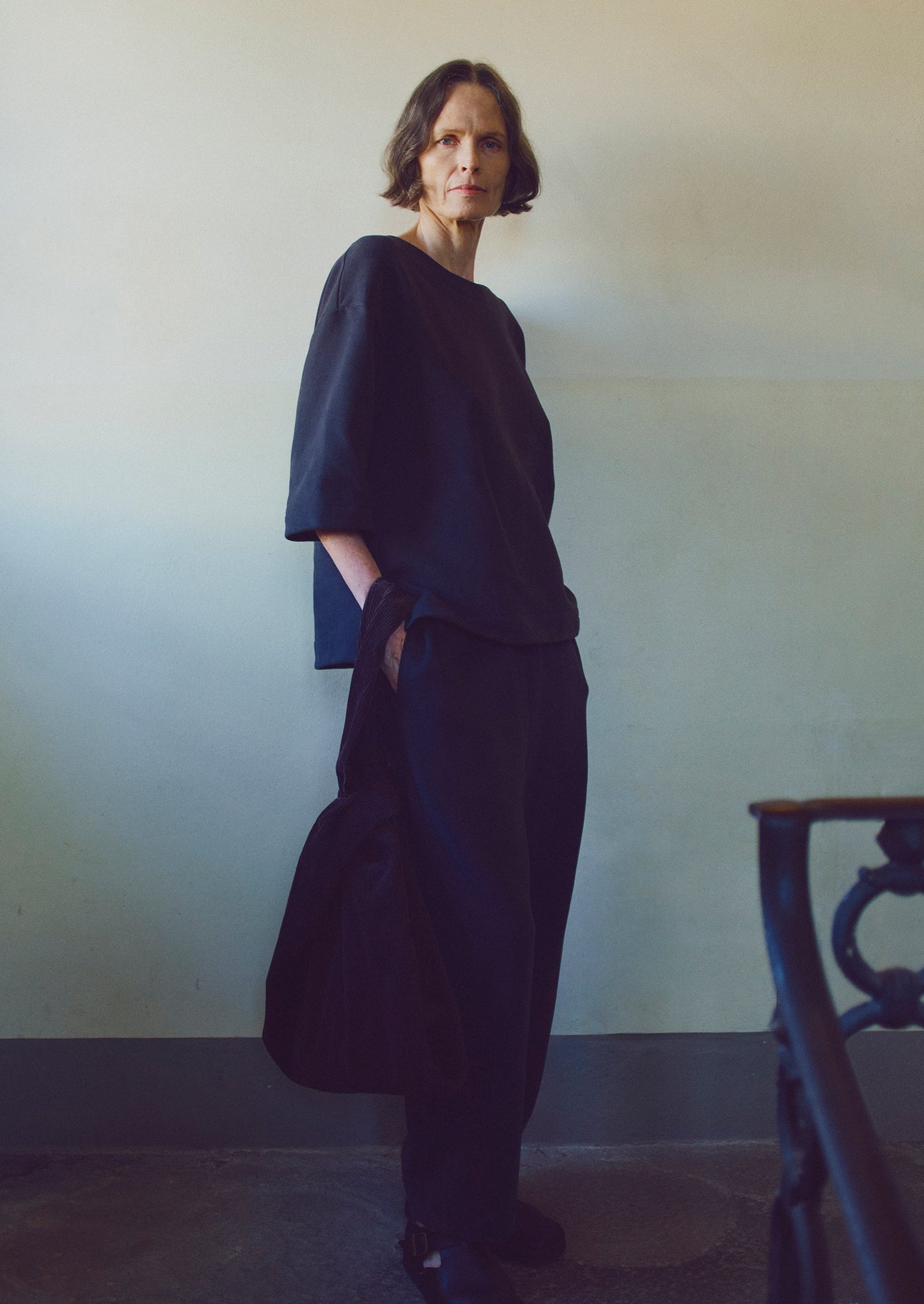 Maglietta in jersey con retro ad anello e taglio quadrato | Pepe nero