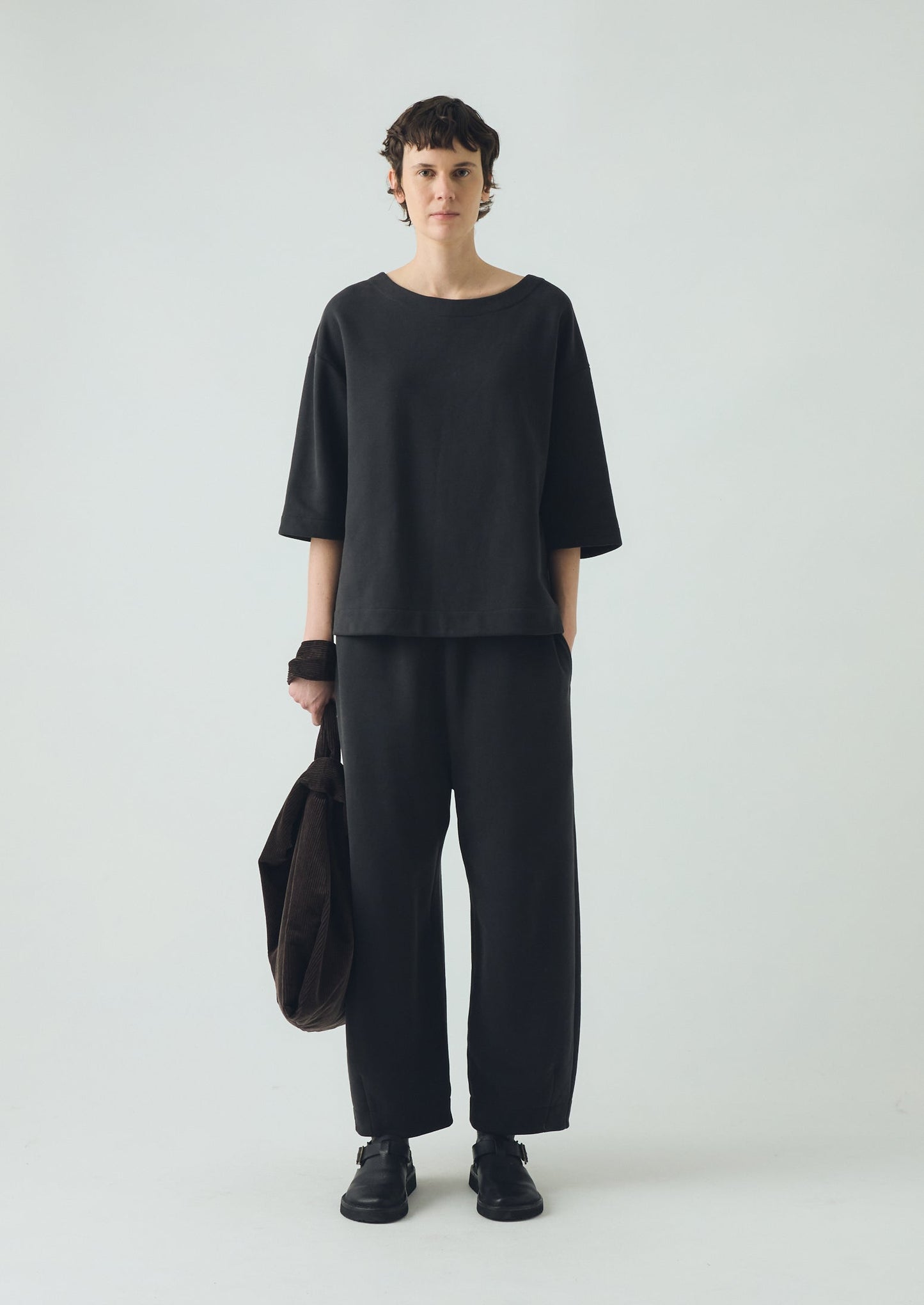 Maglietta in jersey con retro ad anello e taglio quadrato | Pepe nero