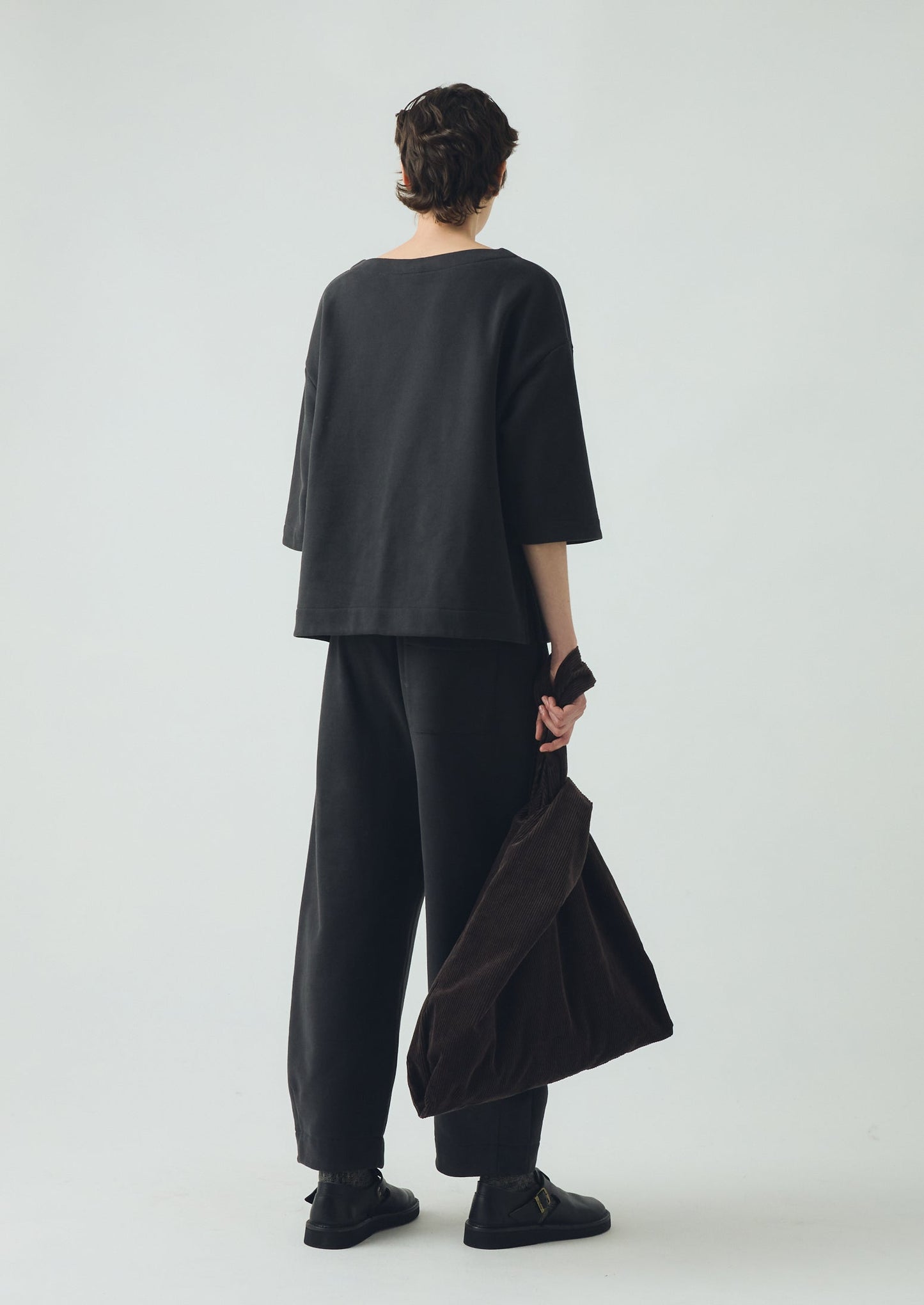 Maglietta in jersey con retro ad anello e taglio quadrato | Pepe nero