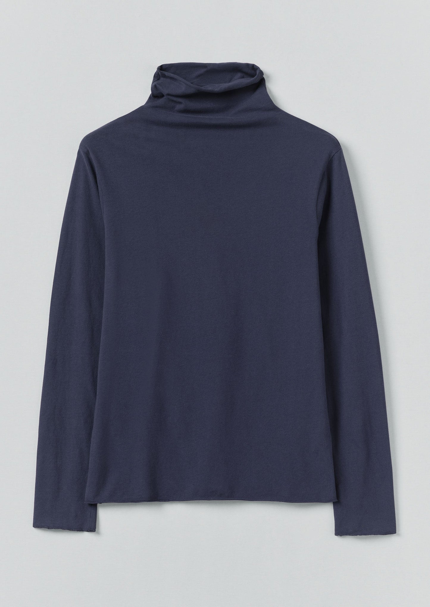 Maglietta in morbido cotone con collo alto | Blu inchiostro