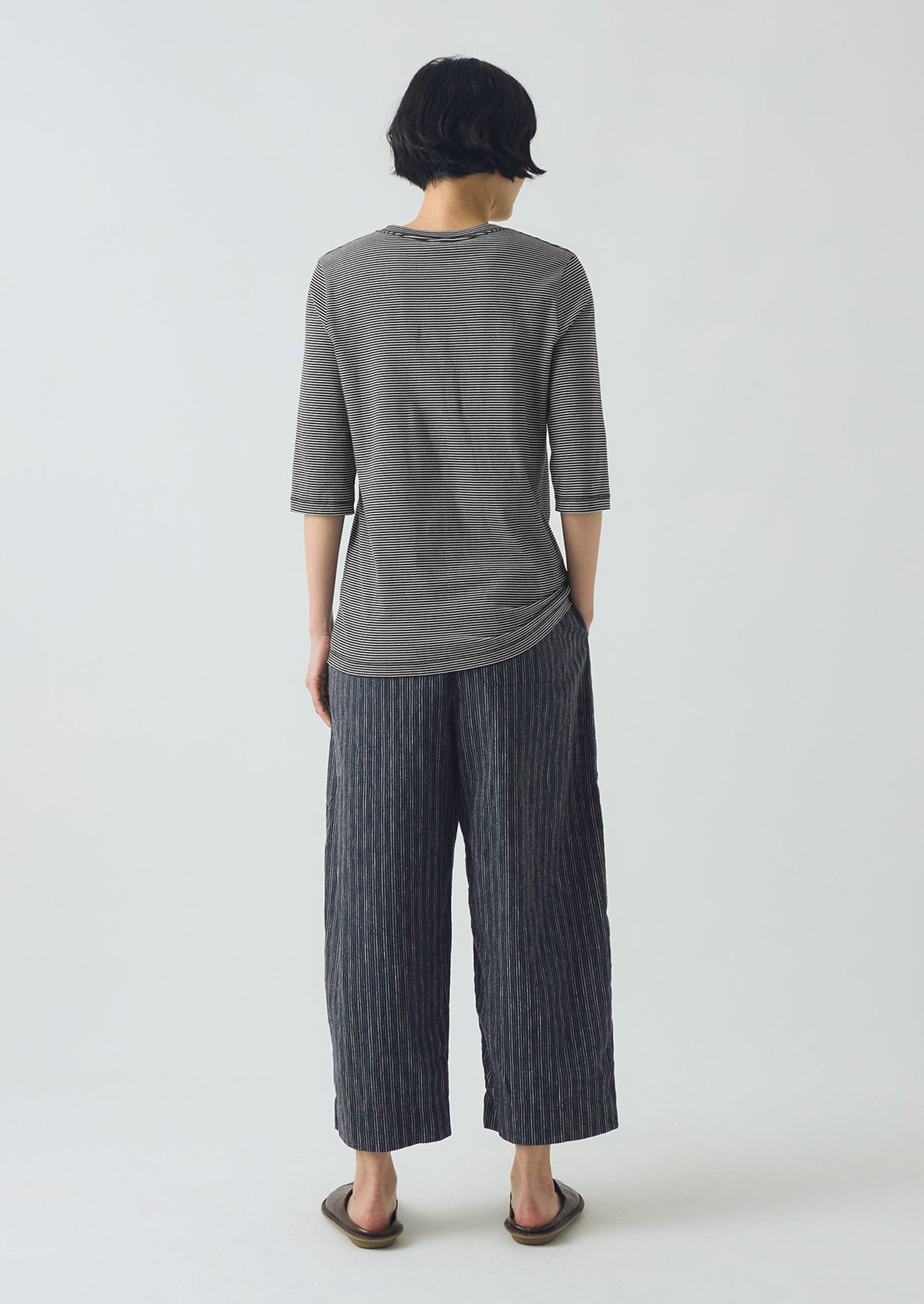 T-shirt in cotone a righe a mezza manica | Blu navy scuro/Ecru