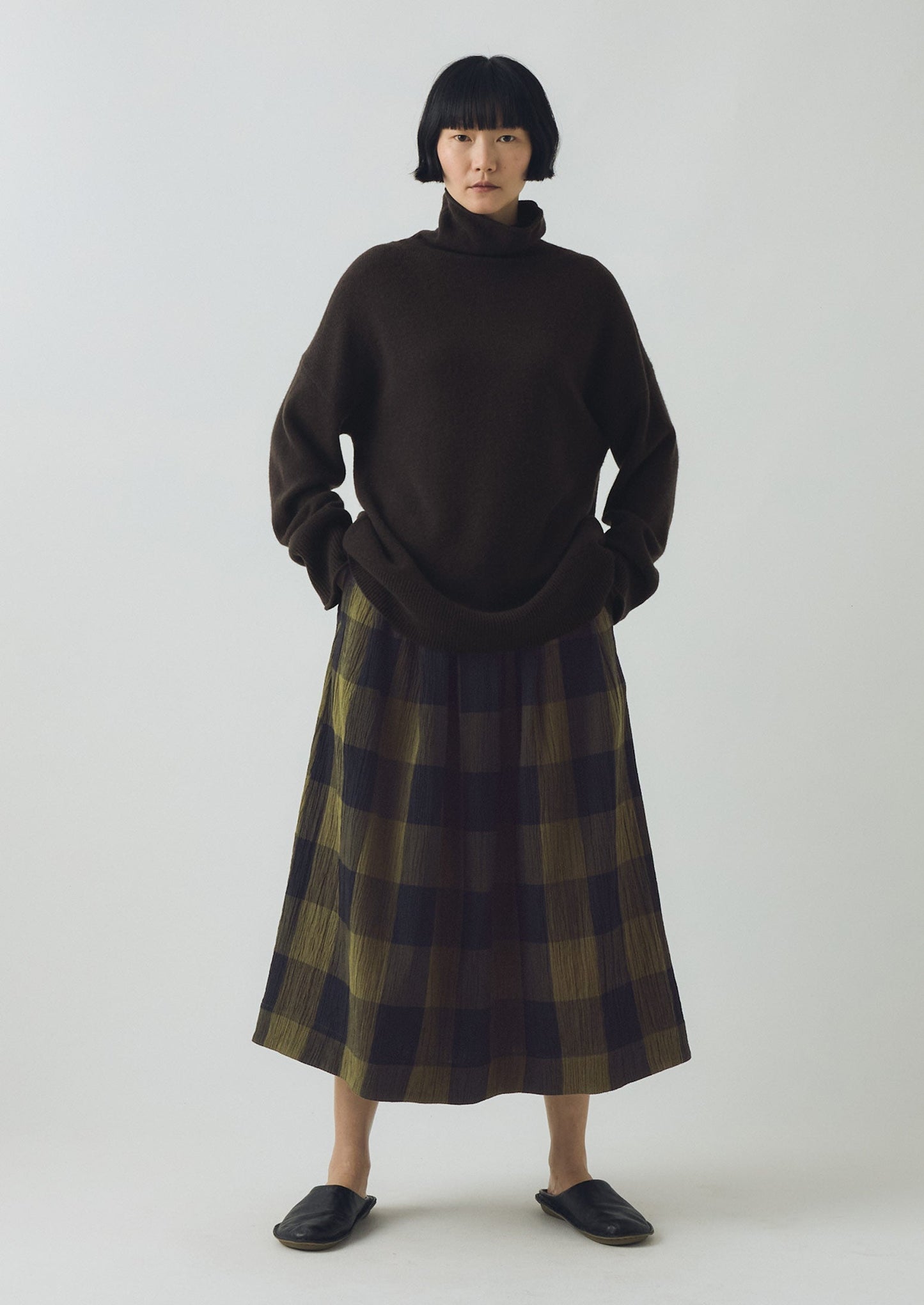 Maglione in lana e cashmere a collo alto | Marrone terra d'ombra