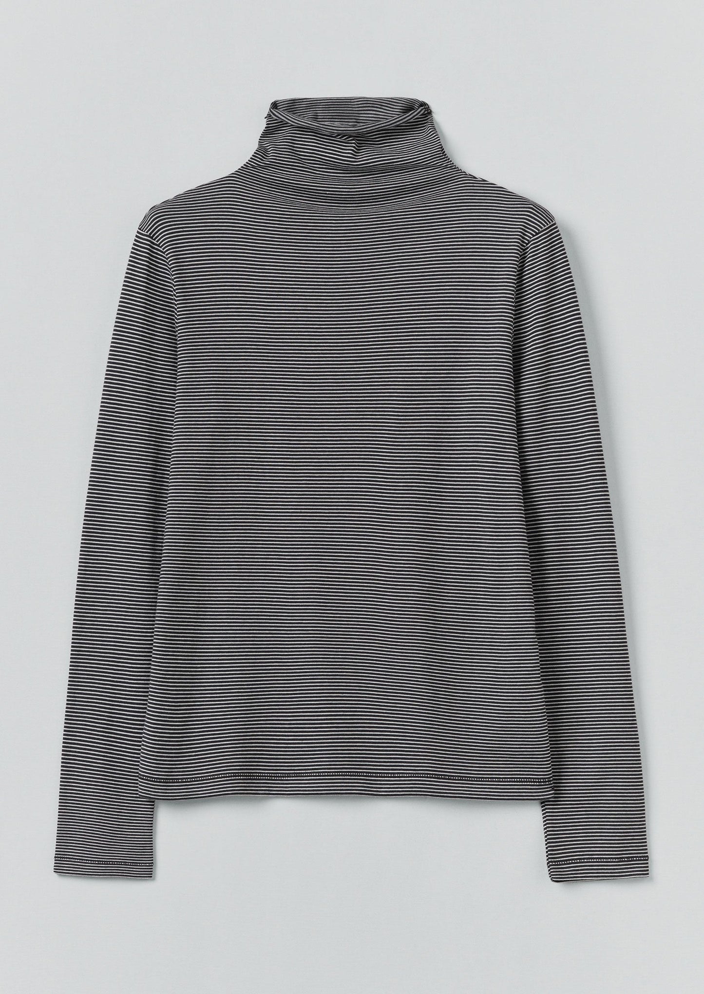 Maglietta a righe in cotone con collo alto | Blu navy scuro/Ecru