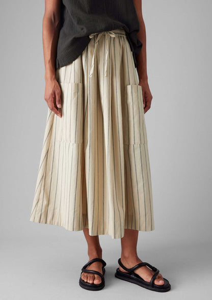 Gonna a righe in cotone con tasche applicate | Tessuto da vela