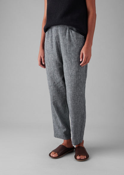 Pantaloni in lino e cotone inciso Alix | Blu melange