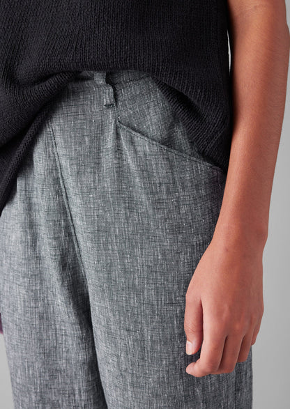 Pantaloni in lino e cotone inciso Alix | Blu melange
