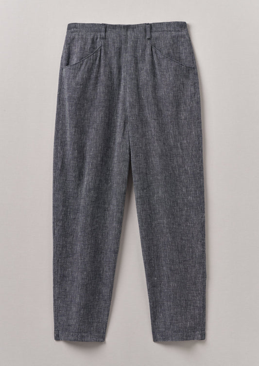 Pantaloni in lino e cotone inciso Alix | Blu melange