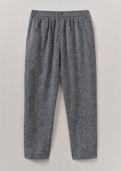 Pantaloni in lino e cotone inciso Alix | Blu melange