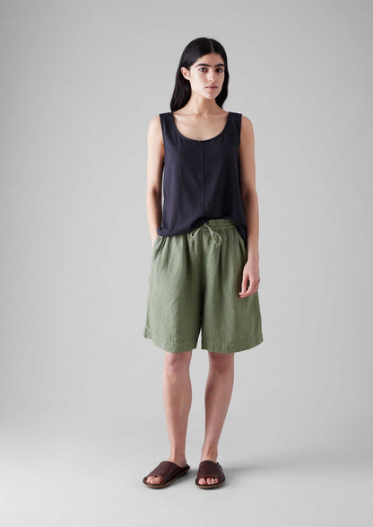 Pantaloncini con coulisse tinti in capo | Salvia chiara