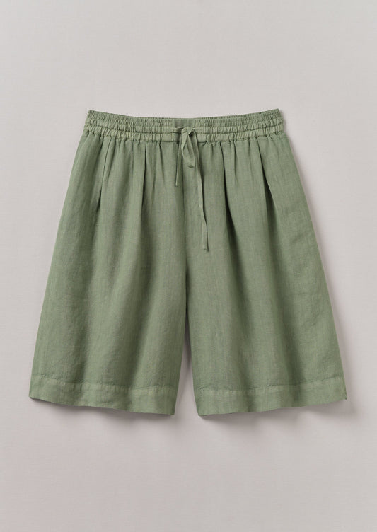 Pantaloncini con coulisse tinti in capo | Salvia chiara