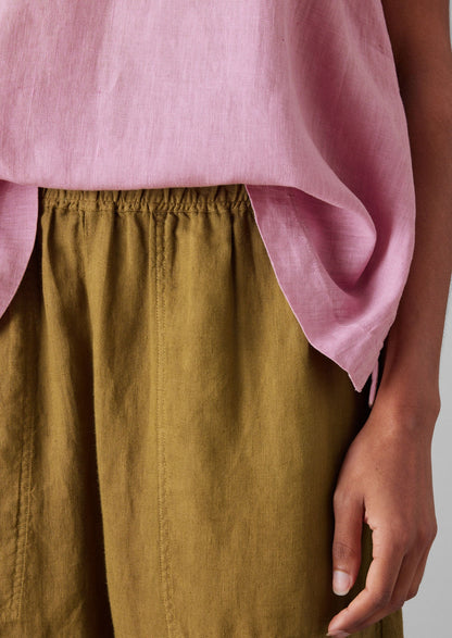 Pantaloni a gamba a botte in lino tinto in capo | Verde Durian