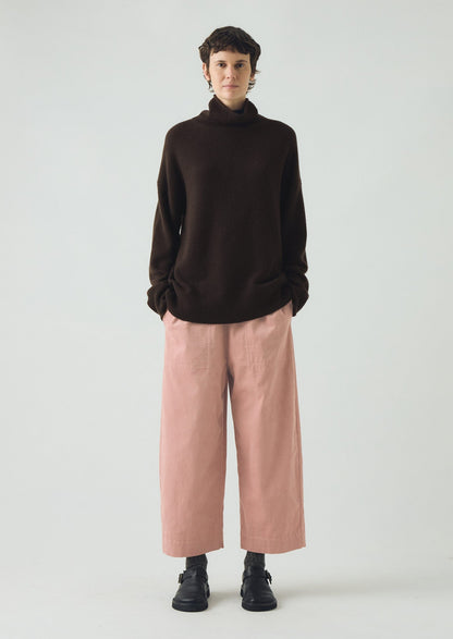 Pantaloni a gamba cilindrica in velluto a coste organico | Argilla rosa