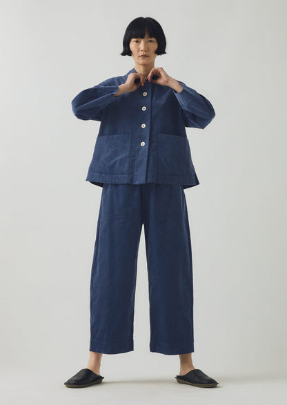 Pantaloni a gamba cilindrica in velluto a coste biologico | Blu denim