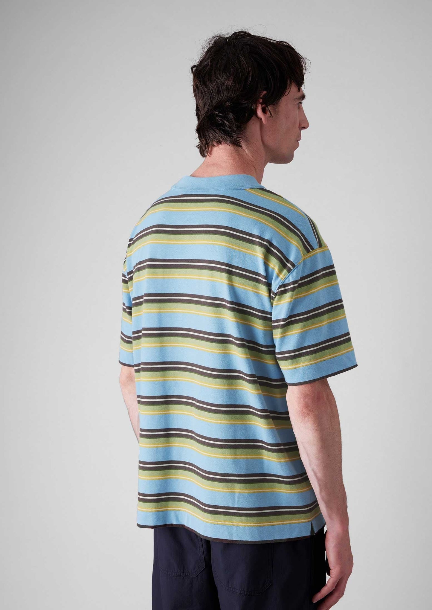 Maglietta in cotone a righe vivaci | Blu multicolore