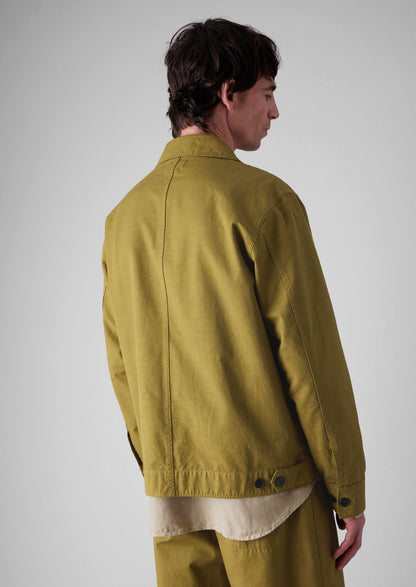 Giacca coach in cotone biologico con tasca applicata | Verde oliva caldo