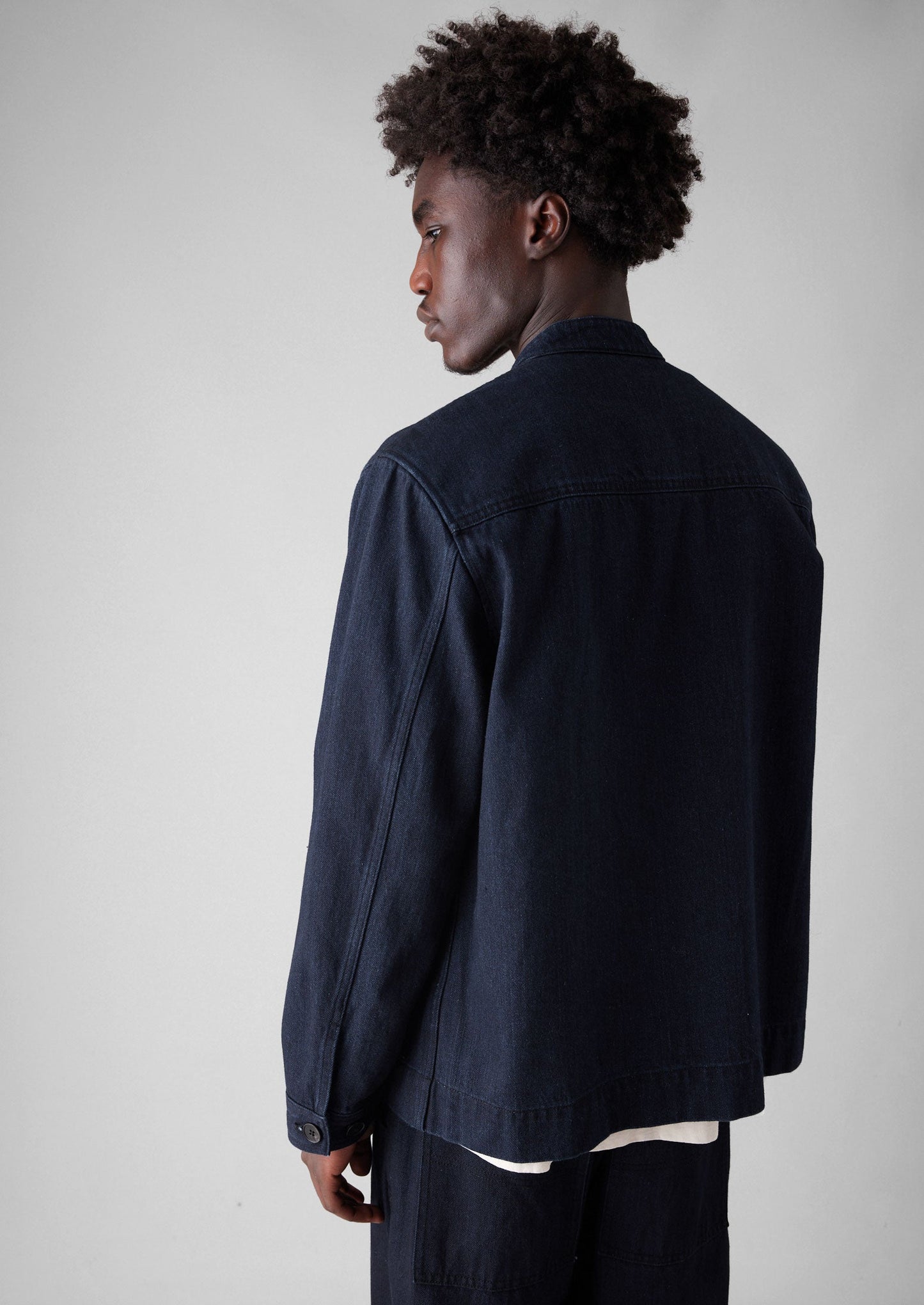 Giacca in denim giapponese con collo alto | Indaco