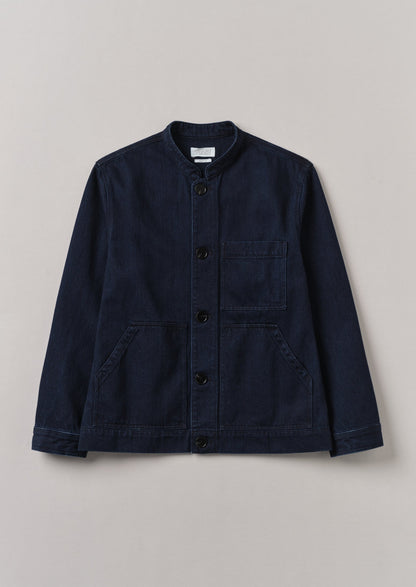 Giacca in denim giapponese con collo alto | Indaco