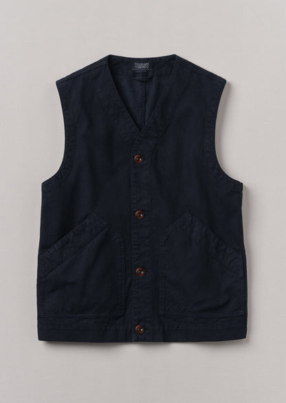 Gilet in tela di cotone tinto in capo | Blu navy