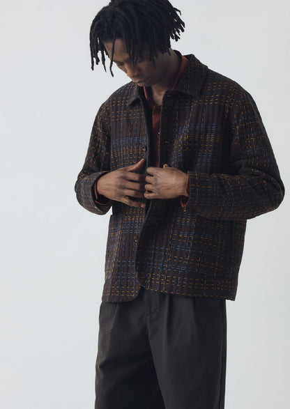 Giacca in tweed con punto Kantha | Ardesia