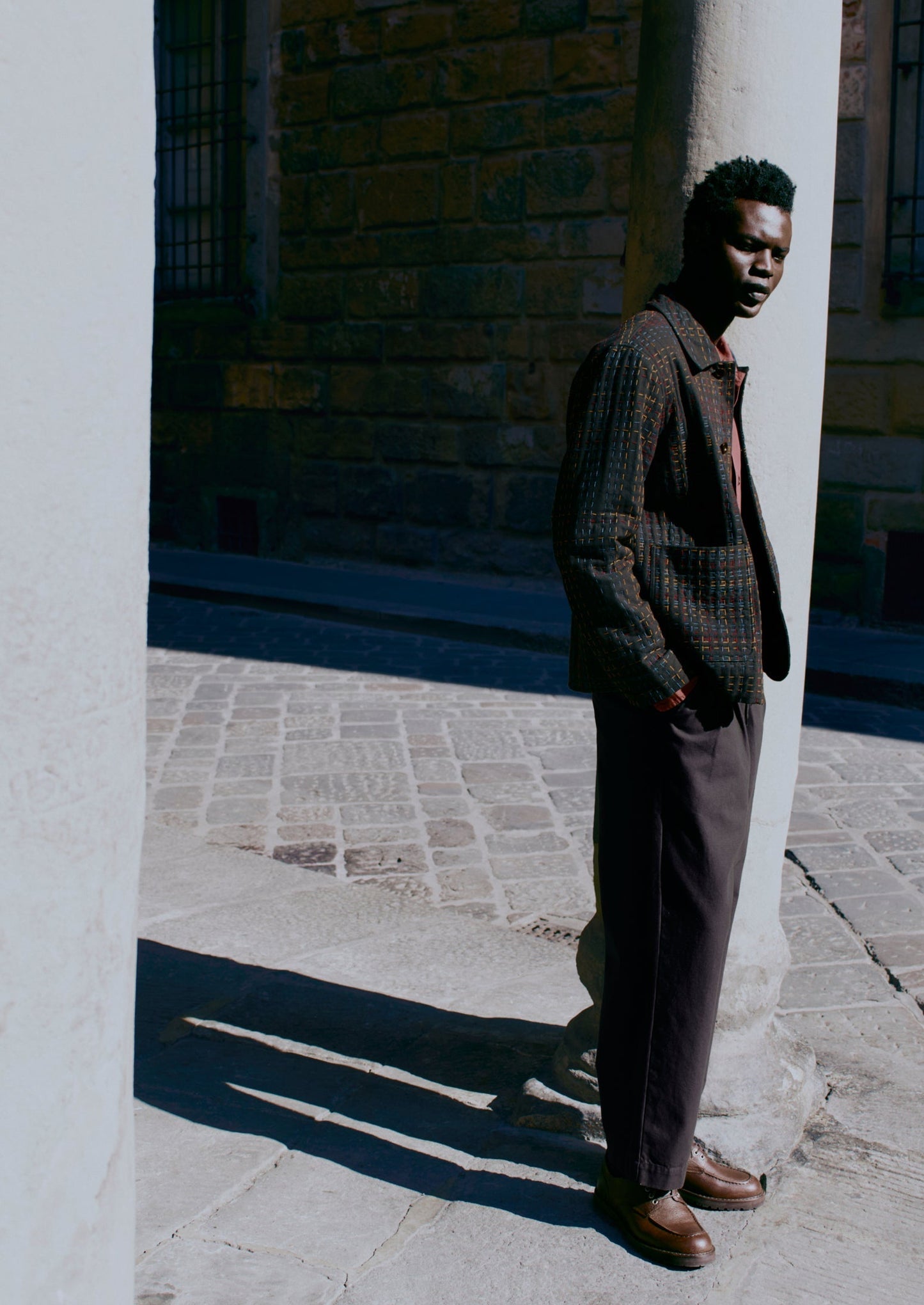 Giacca in tweed con punto Kantha | Ardesia