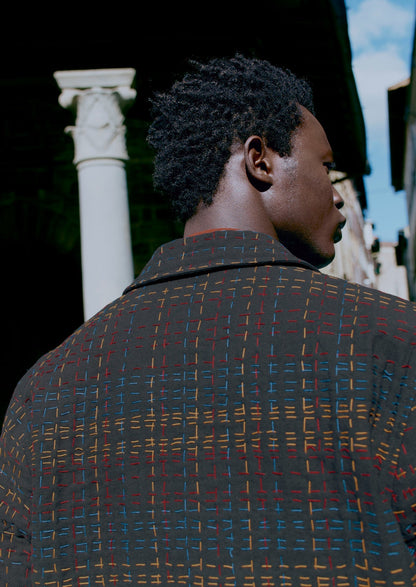 Giacca in tweed con punto Kantha | Ardesia