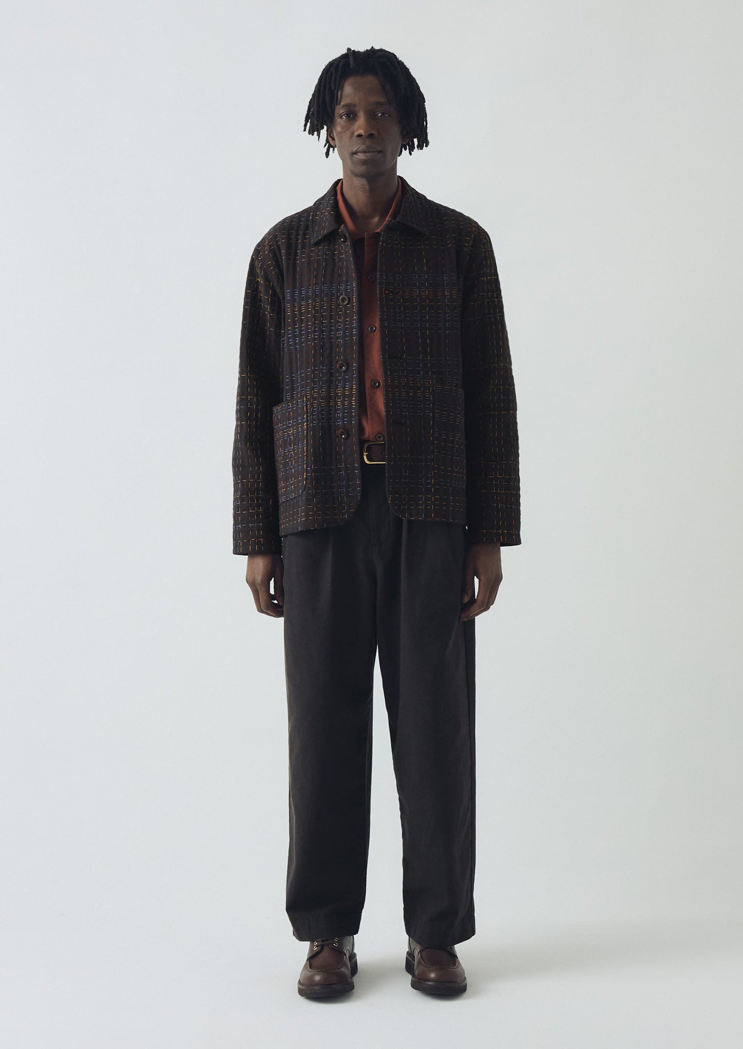 Giacca in tweed con punto Kantha | Ardesia