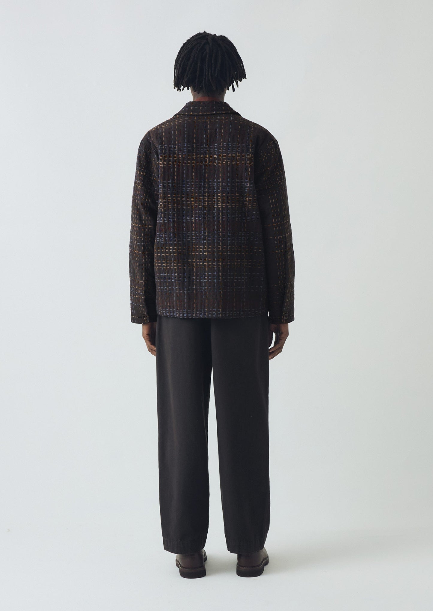 Giacca in tweed con punto Kantha | Ardesia