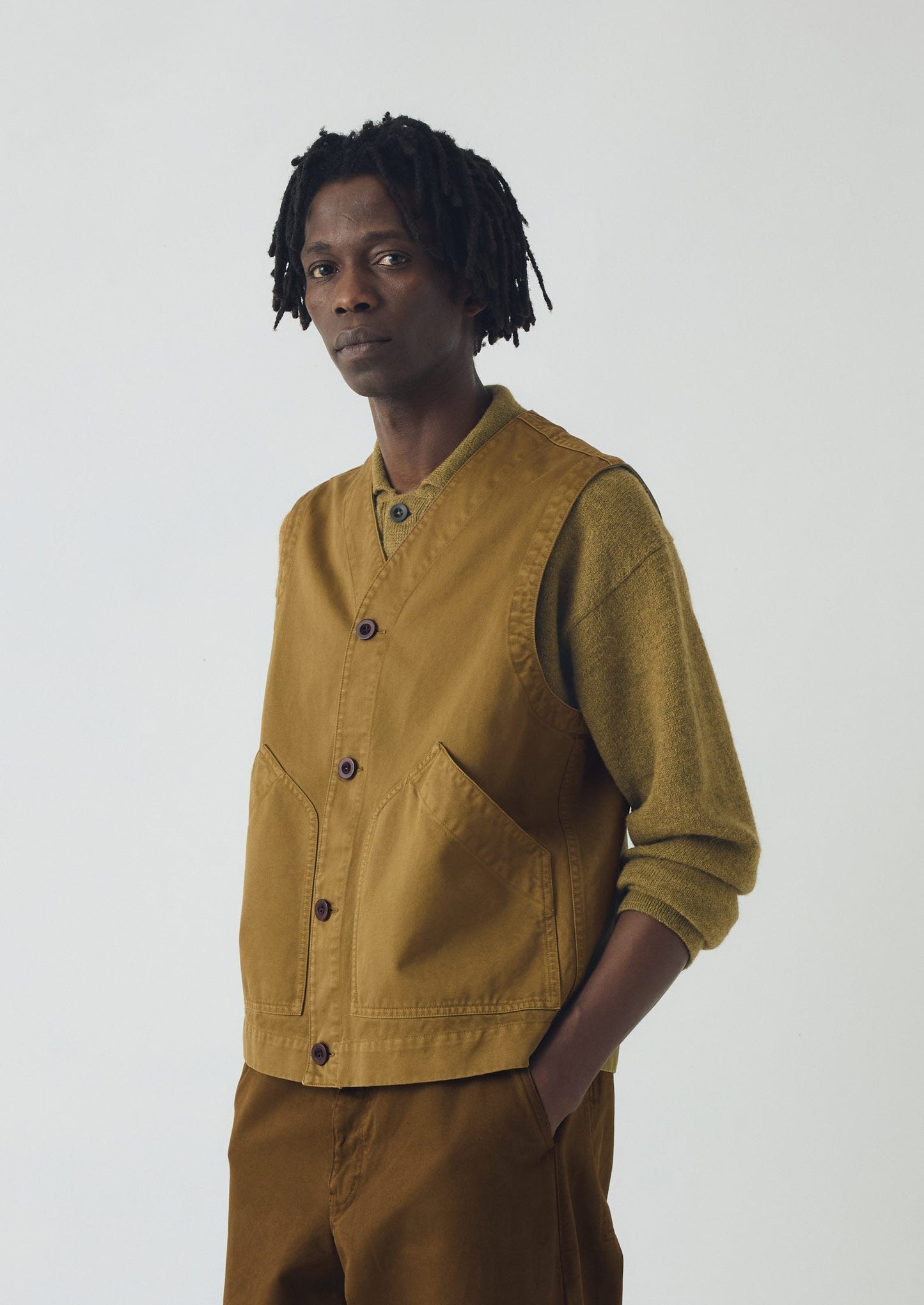 Gilet in twill di cotone tinto in capo | Cumino