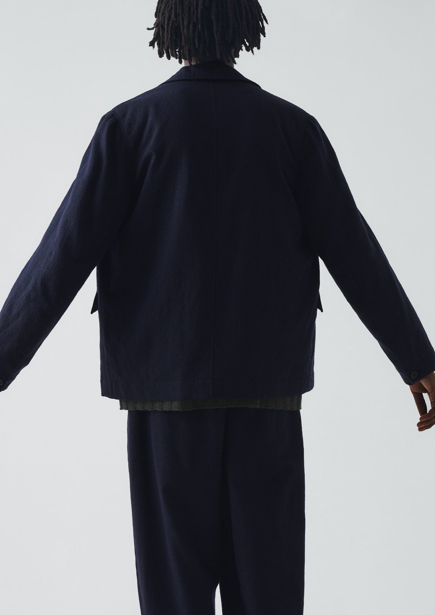 Giacca in cotone e lana pied de poule | Blu navy scuro