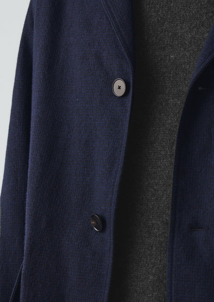 Giacca in cotone e lana pied de poule | Blu navy scuro