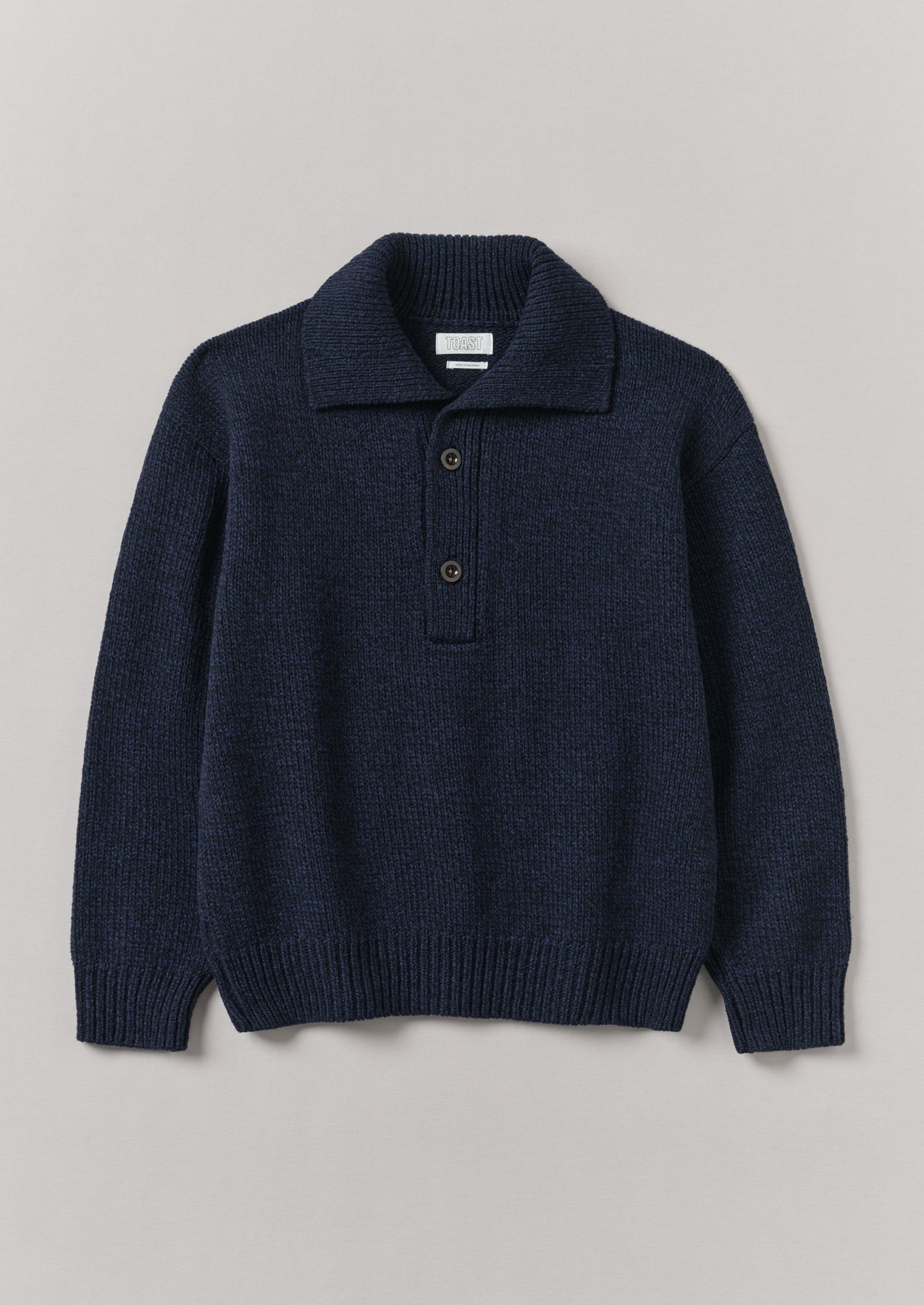 Maglione in lana con mezza patta | Blu navy melange