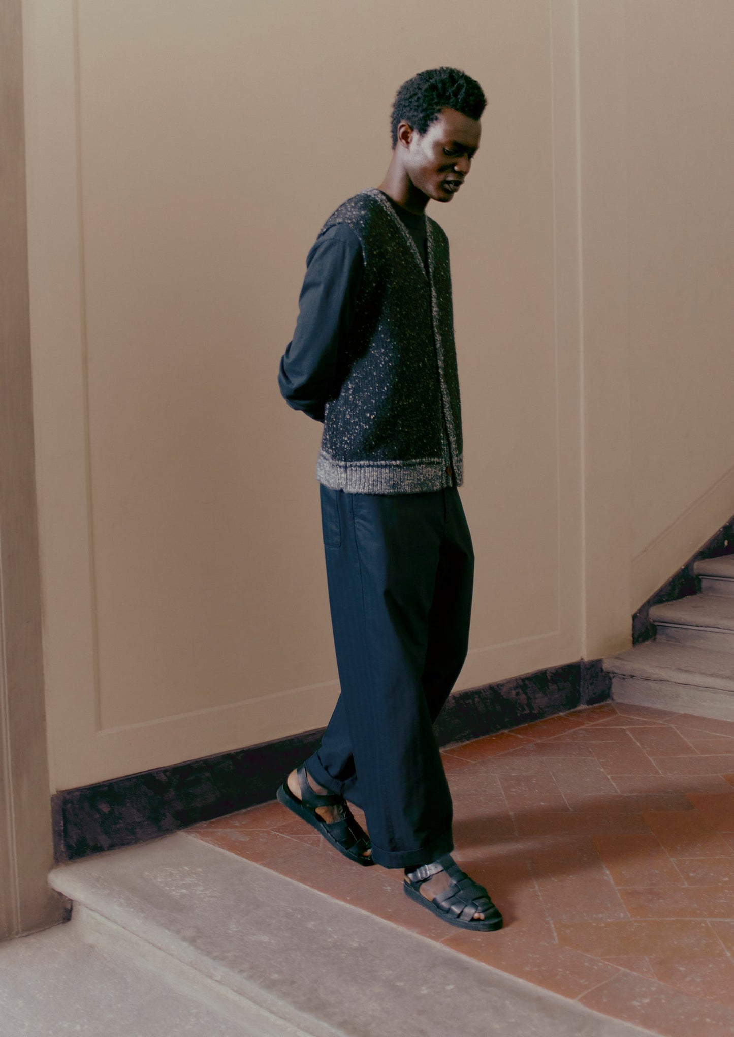 Canotta con finiture a contrasto Donegal | Nero