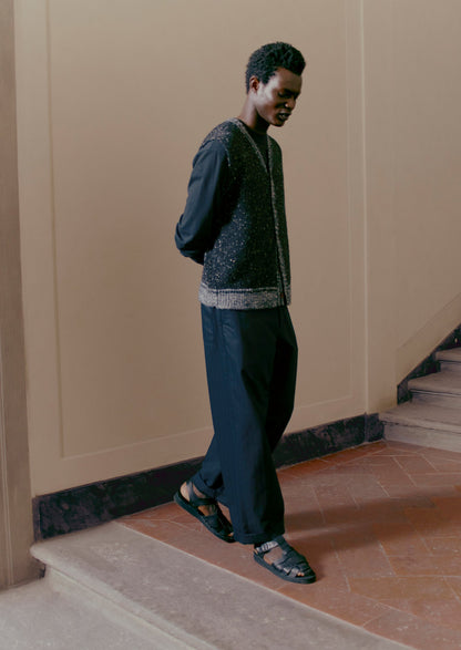 Canotta con finiture a contrasto Donegal | Nero