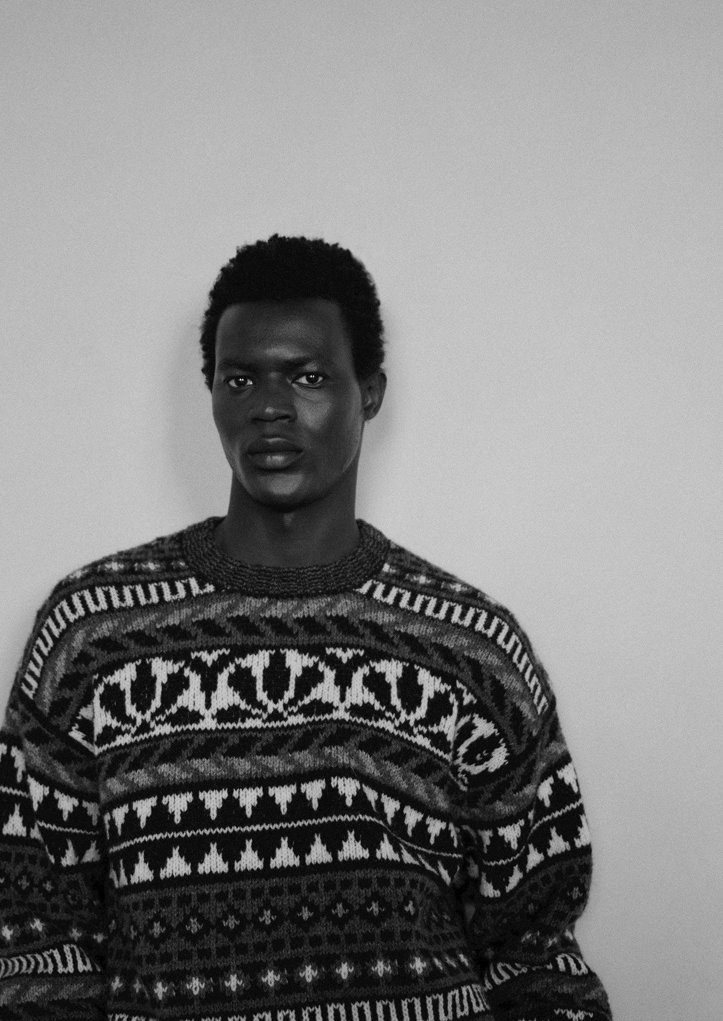 Maglione in lana Shetland con motivo jacquard grafico | Naturale/Multicolore