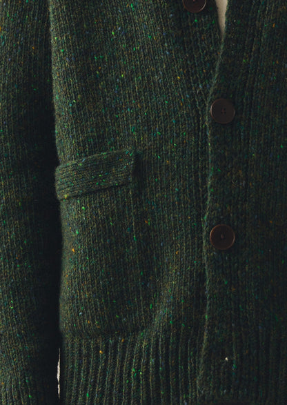 Cardigan con scollo a V in lana Donegal | Foresta