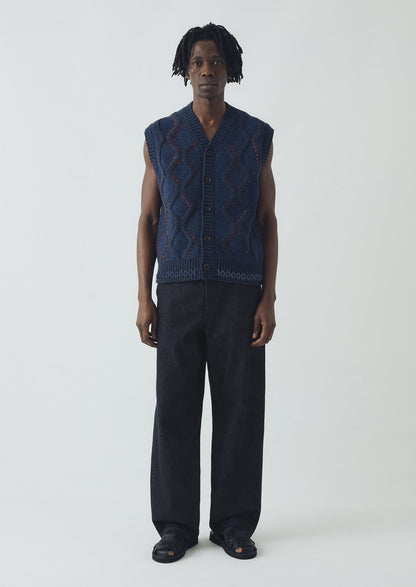 Canotta con bottoni decorati a mano | Blu Multi