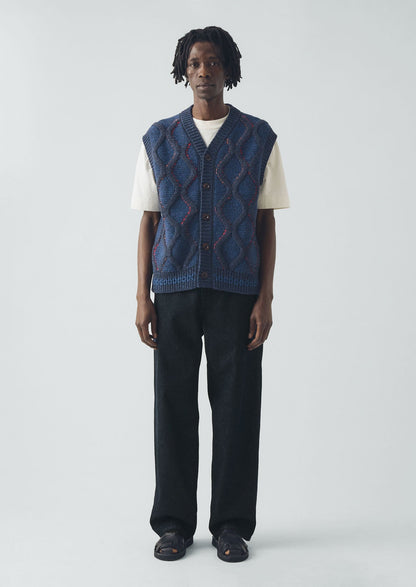 Canotta con bottoni decorati a mano | Blu Multi