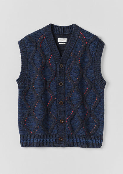 Canotta con bottoni decorati a mano | Blu Multi