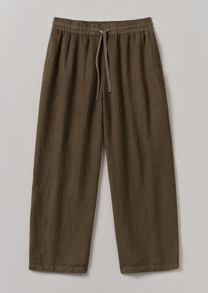 Pantaloni con coulisse in lino tinto in capo | Pera