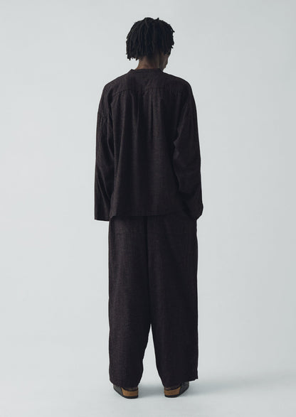 Pantaloni a pieghe in cotone e cashmere a quadri | Nero/Ecru